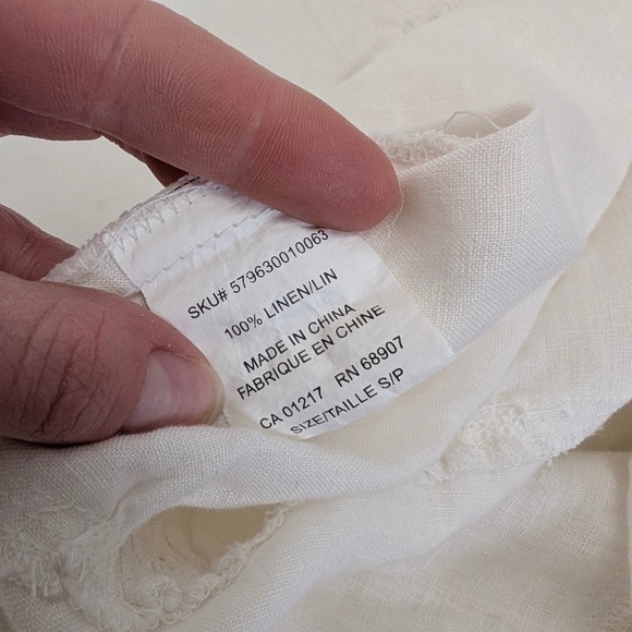 Linen Le Chateau Midi Skirt Asymmetrical White High Low Tiered Frayed Distressed - Picture 7 of 10